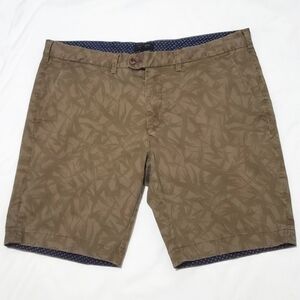 Ted Baker Olive Brown Pattern Shorts 38 Waist